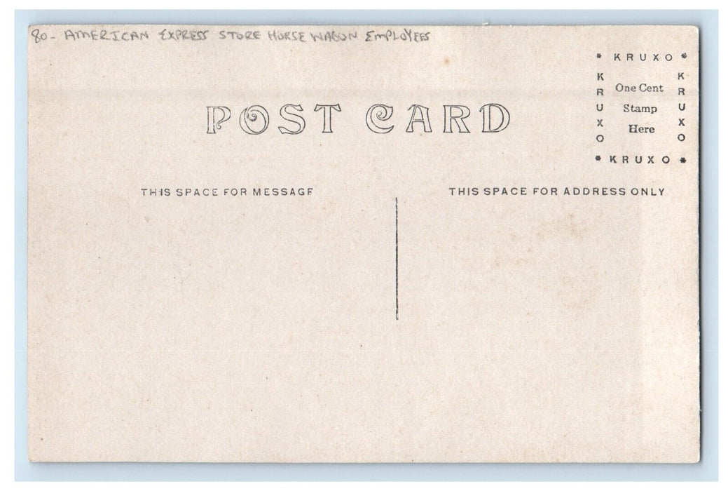 American Express Store Horse Wagon Employees Indiana IN RPPC Photo Postcard