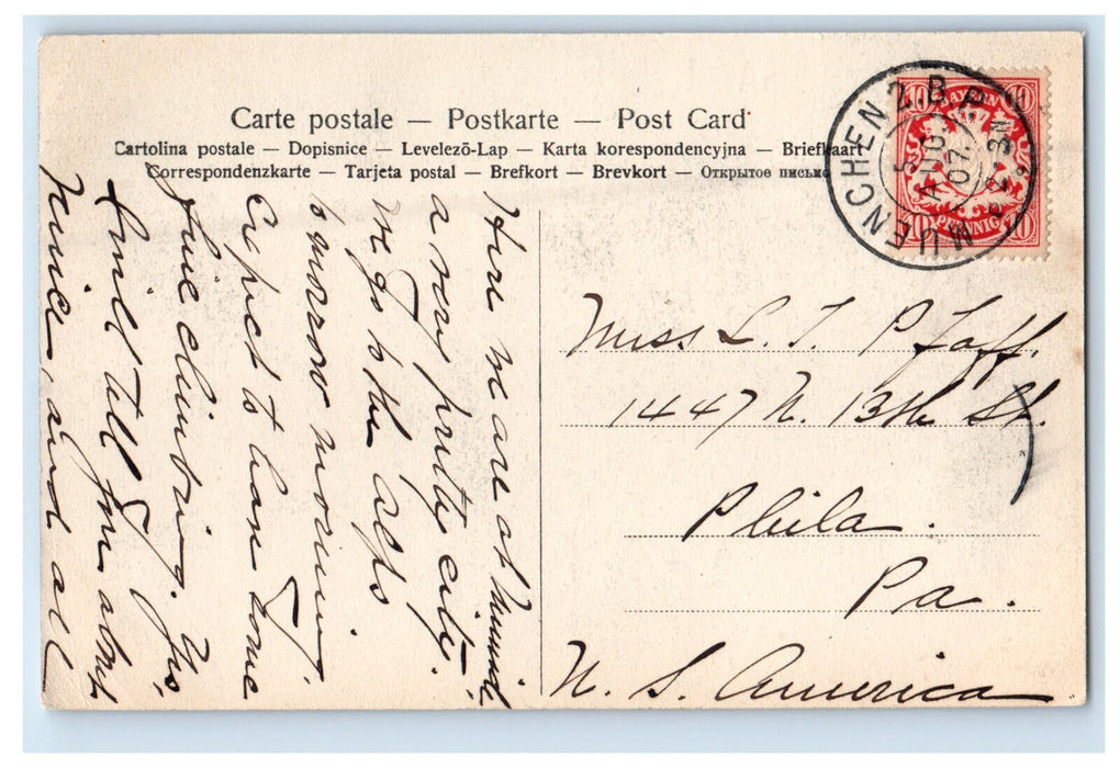 1907 View of Road, Isartor Munchen Germany Antique Posted Postcard