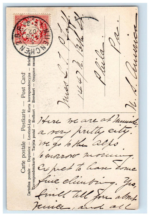 1907 View of Road, Isartor Munchen Germany Antique Posted Postcard