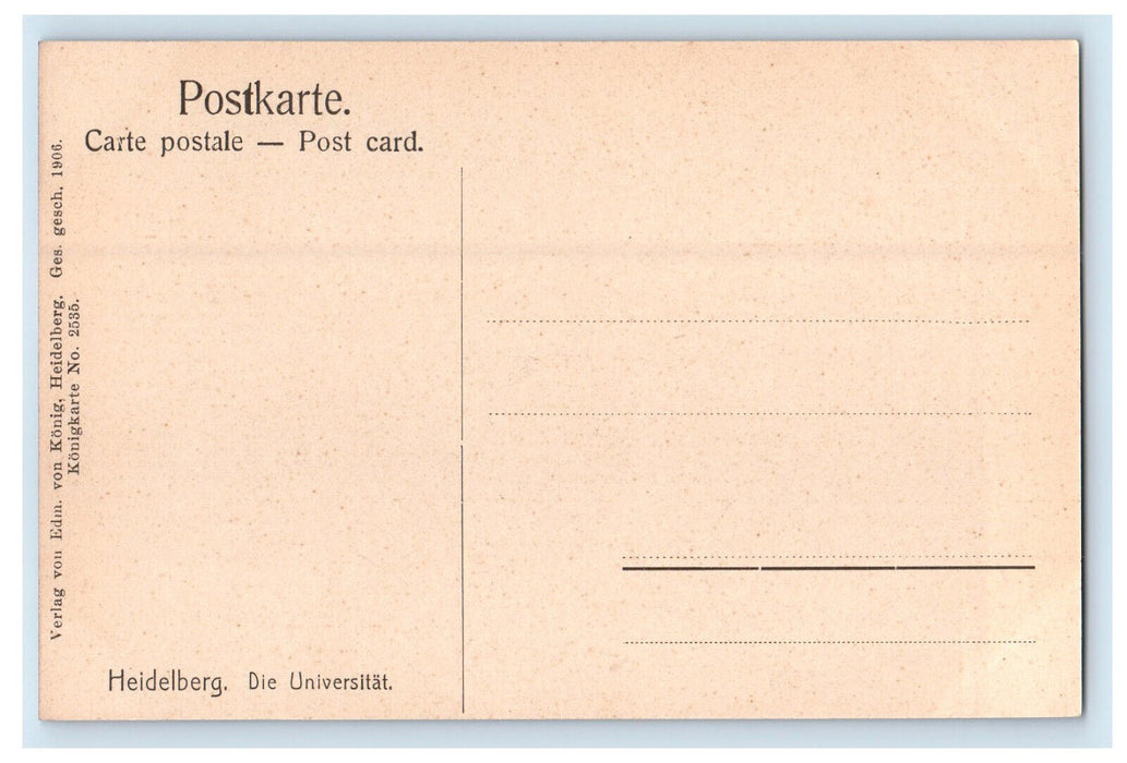 c1910 Die Universitat (The University) Heidelberg Germany Unposted Postcard