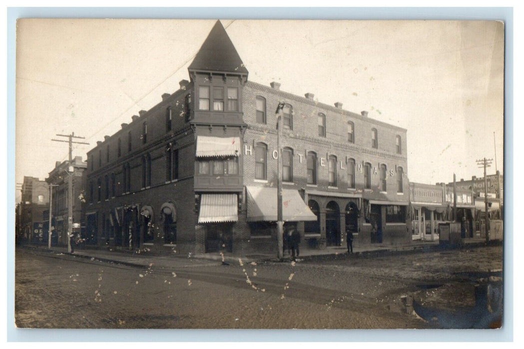 c1910's Street View Of Hotel Nash Medford Oregon OR RPPC Photo Antique Postcard