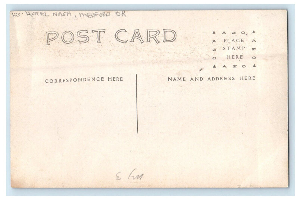 c1910's Street View Of Hotel Nash Medford Oregon OR RPPC Photo Antique Postcard