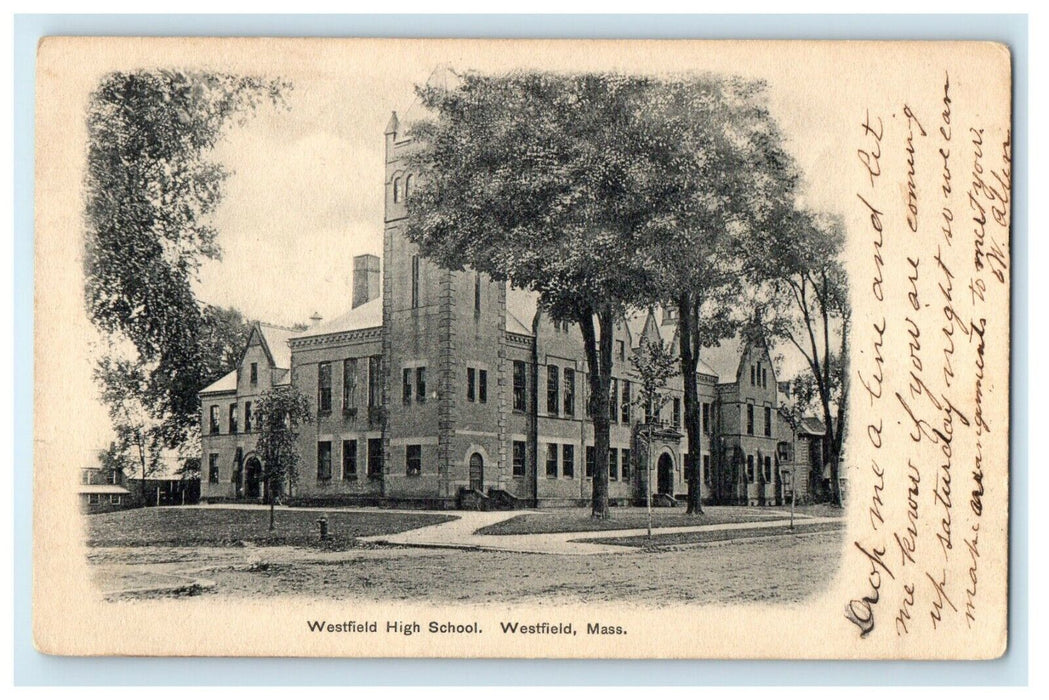 1906 Westfield High School, Westfield Massachusetts MA Antique Postcard