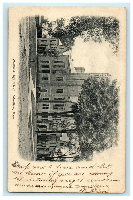1906 Westfield High School, Westfield Massachusetts MA Antique Postcard