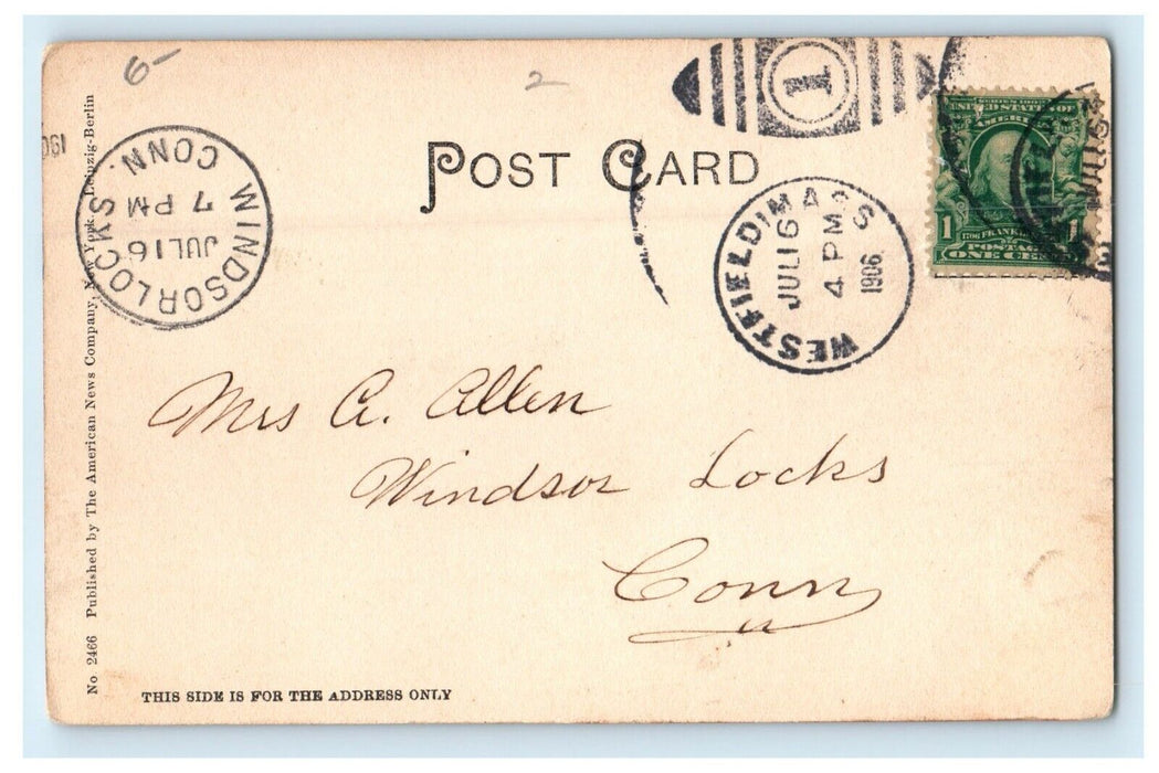 1906 Westfield High School, Westfield Massachusetts MA Antique Postcard
