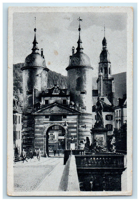 c1940s Das Bruckentor Mit Karl-Theodor-Brucke Heidelberg Germany Postcard