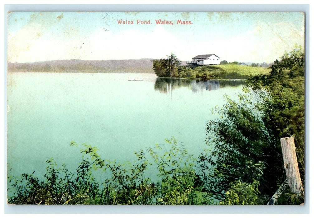 1909 View Of Wales Pond Cottage Scene Wales Massachusetts MA Antique Postcard