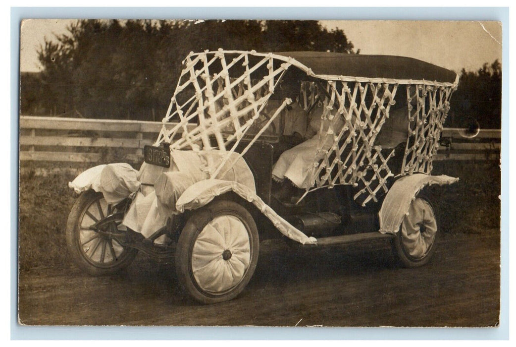 1915 Heading Toward World's Fair Parade Car RPPC Photo Posted Antique Postcard