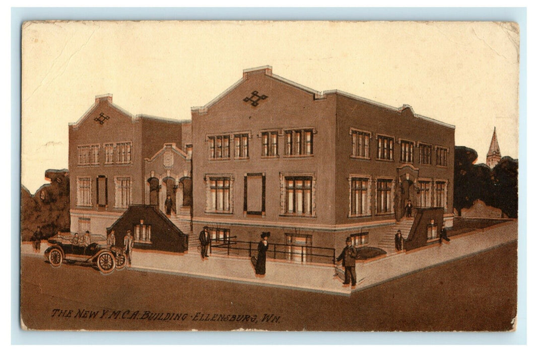 1911 New YMCA Building Ellensburg Washington WA Posted Antique Postcard