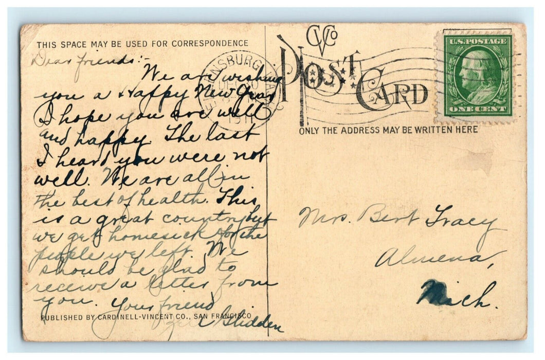 1911 New YMCA Building Ellensburg Washington WA Posted Antique Postcard