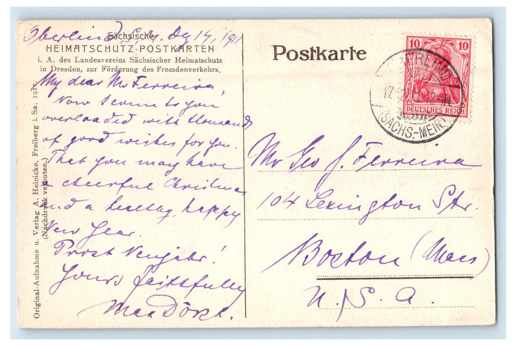 1911 An Der Stadtmauer Schorndorf, Germany Antique Posted Postcard