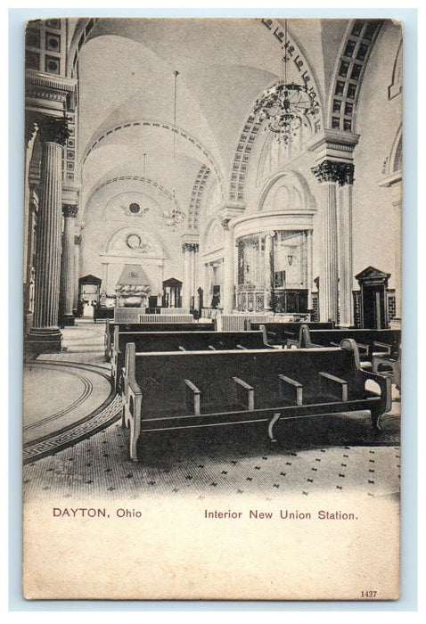 c1905 Interior View Of New Union Station Dayton Ohio OH Undivided Back Postcard