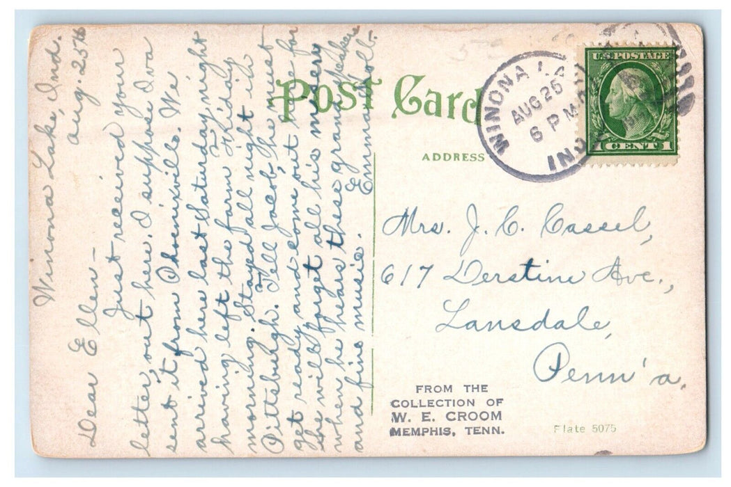 c1910's Billy Sunday Residence Winona Lake Indiana IN Posted Antique Postcard