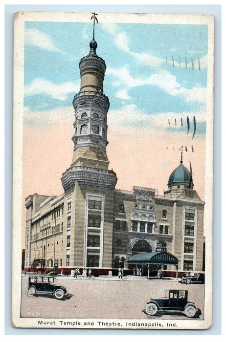 1921 Murat Temple And Theater Cars Indianapolis Indiana IN Vintage Postcard