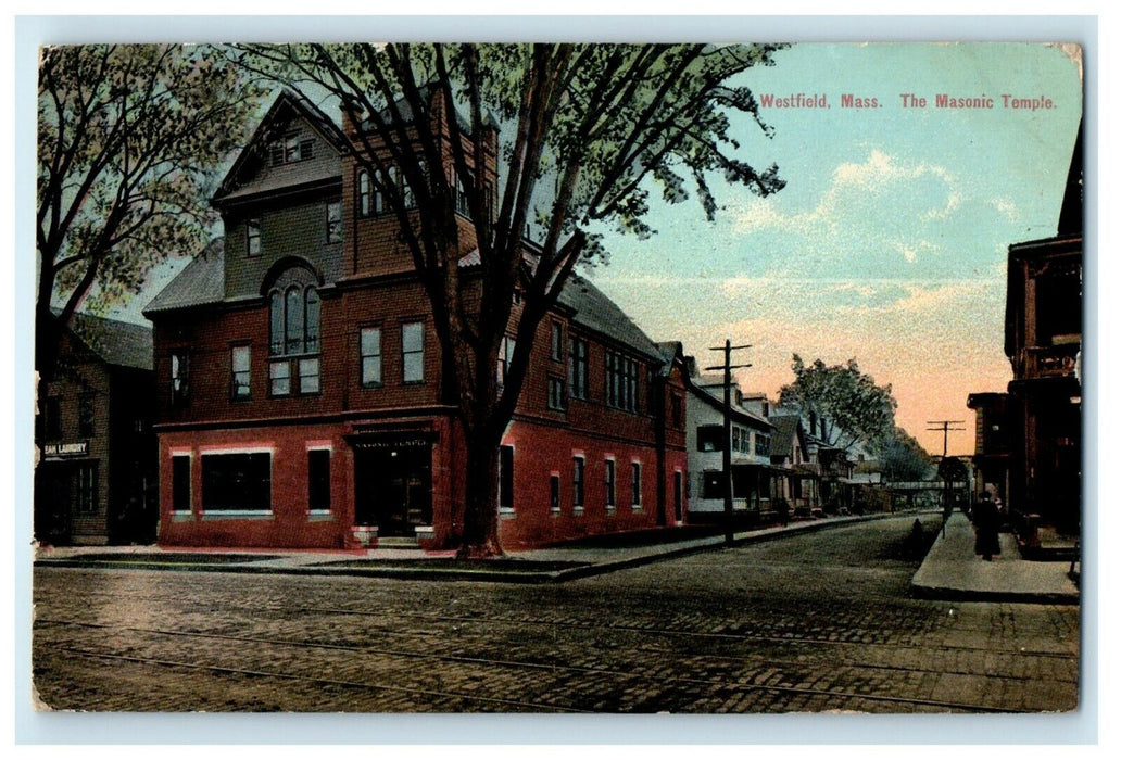 1911 The Masonic Temple, Westfield Massachusetts MA Antique Postcard