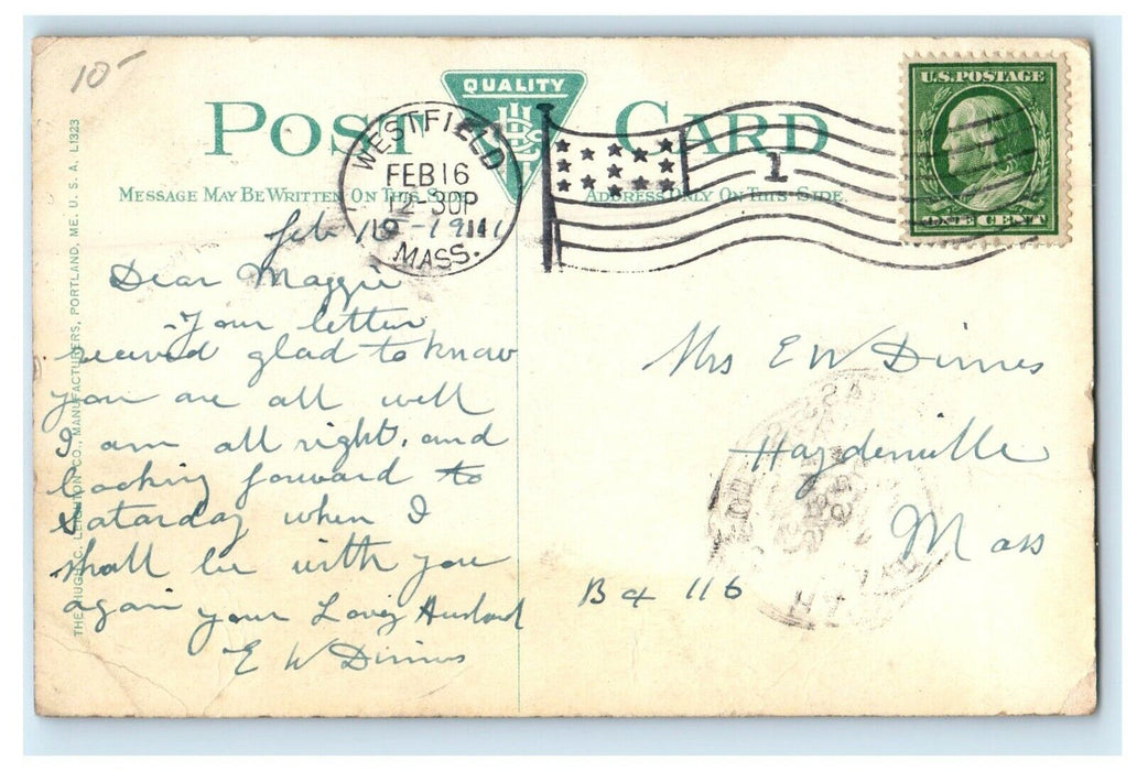1911 The Masonic Temple, Westfield Massachusetts MA Antique Postcard
