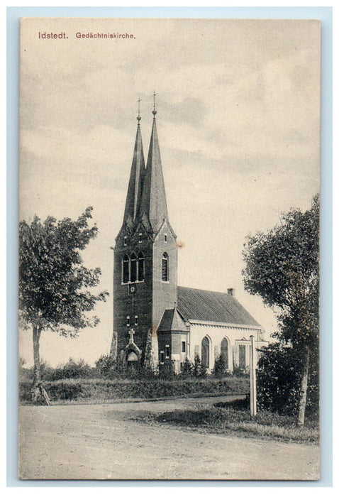 1913 Church View, Idstedt Gedachtniskirche Germany Unposted Antique Postcard