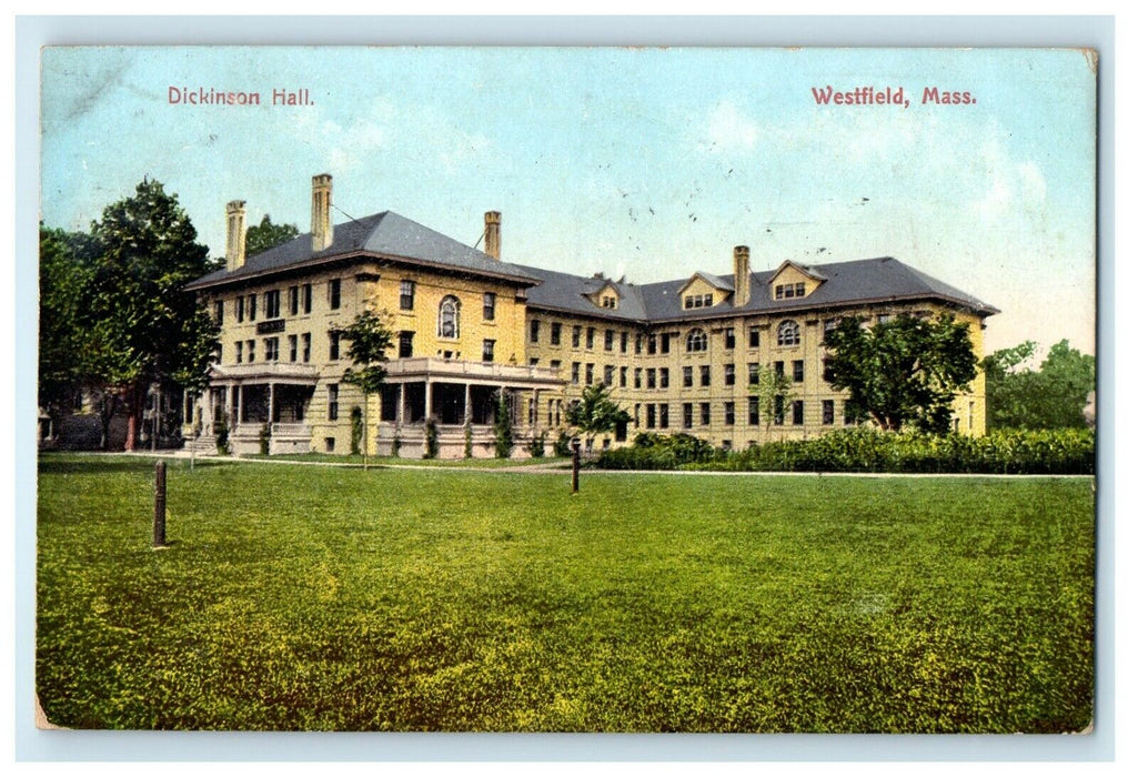 1907 Dickinson Hall, Westfield Massachusetts MA Antique Posted Postcard