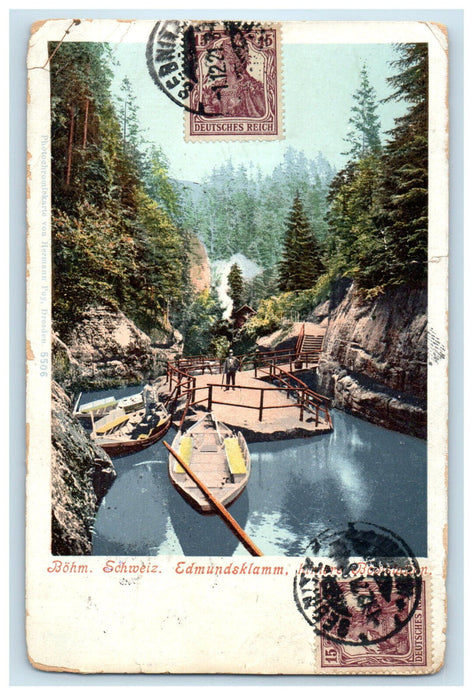c1910s Boat Scene, Bohm Switzerland Edmund Gorge Antique Posted Postcard