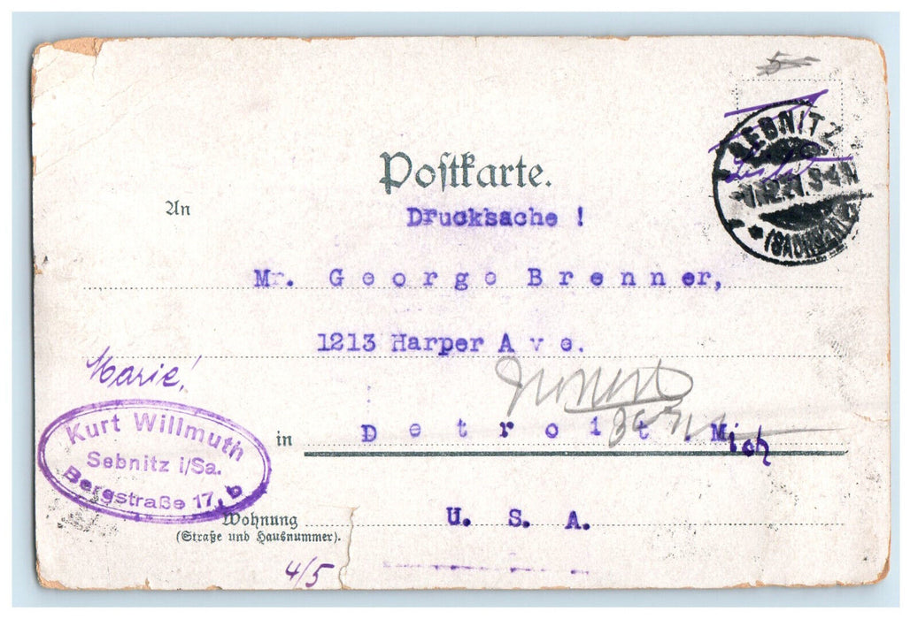 c1910s Boat Scene, Bohm Switzerland Edmund Gorge Antique Posted Postcard