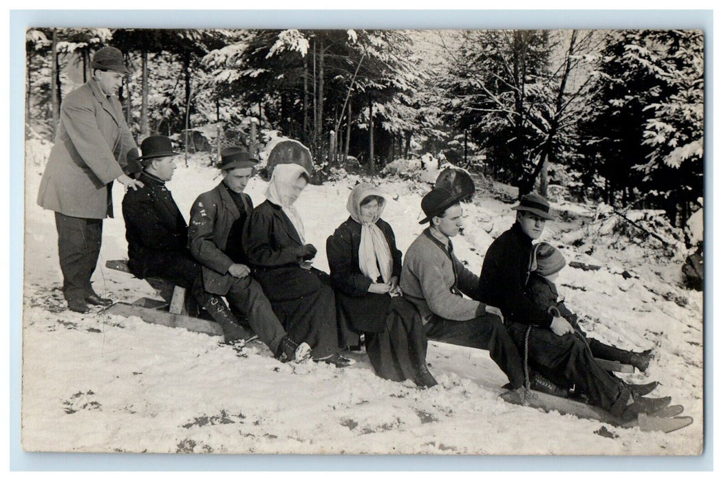 c1910's Entire Family And Sled Youngstown Washington WA RPPC Photo Postcard