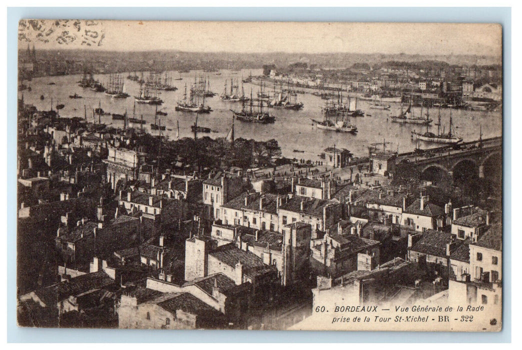 1920 Vue Generale De La Rade Prise De La tour Bordeaux France Posted Postcard