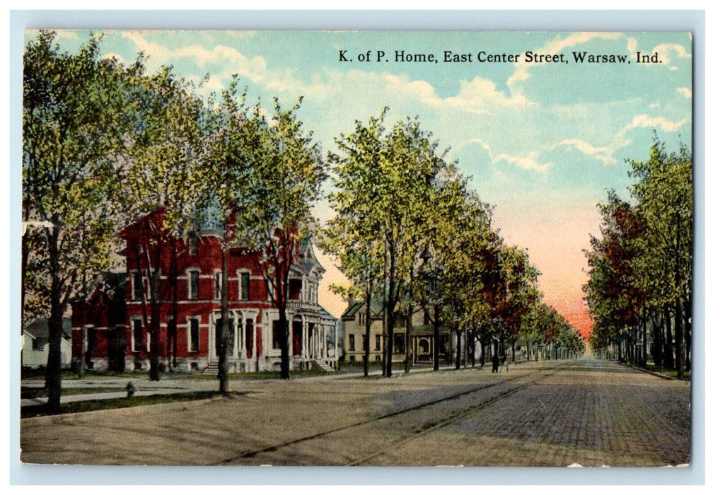 1913 K OF P Home East Center Street Warsaw Indiana IN Posted Antique Postcard