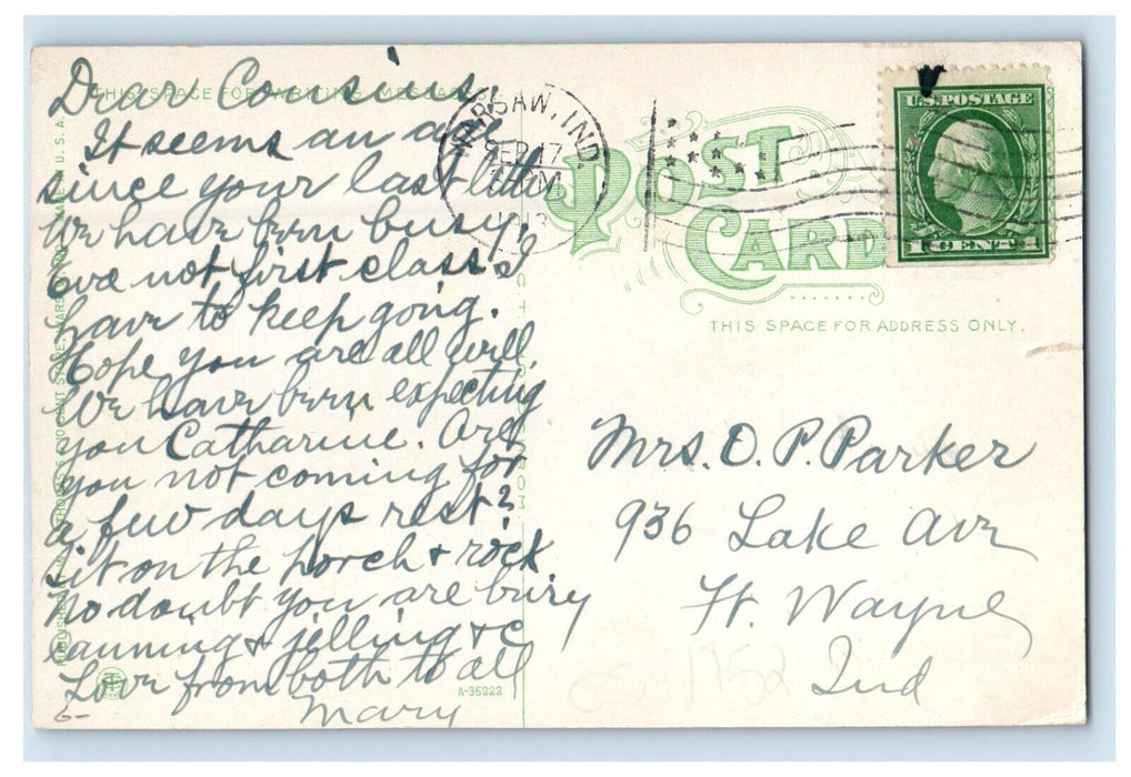 1913 K OF P Home East Center Street Warsaw Indiana IN Posted Antique Postcard