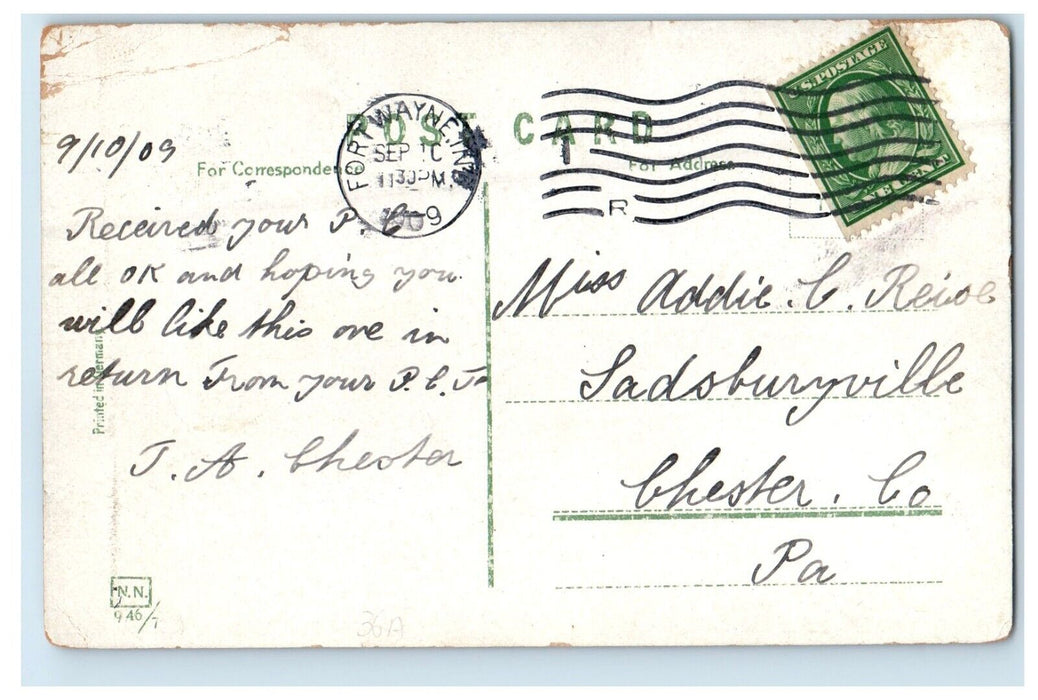 1909 Home Of The Feeble Minded Fort Wayne Indiana IN Posted Antique Postcard