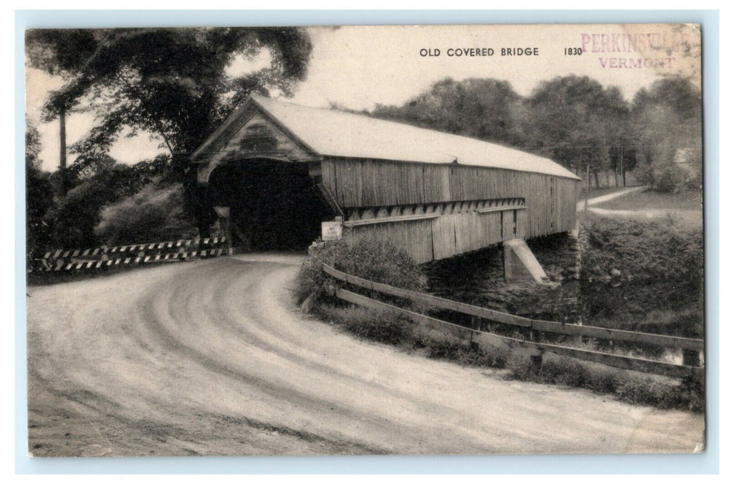 Old Covered Bridge Perkinsville Vermont Vintage Antique Postcard