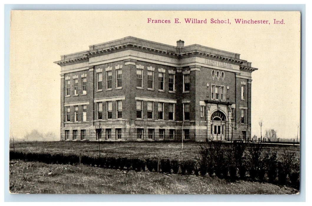 c1910's Frances E. Willard School Building Campus Winchester Indiana IN Postcard