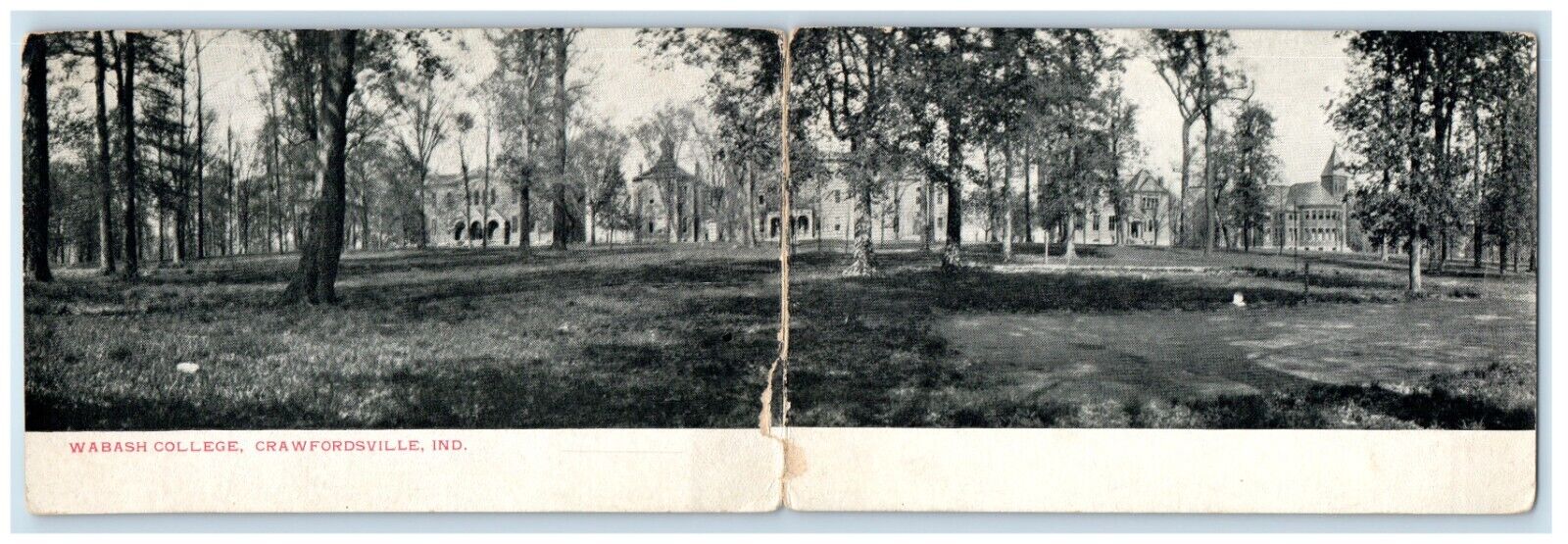 c1905 Wabash College Crawfordville Indiana IN Bifold Unposted Antique Postcard