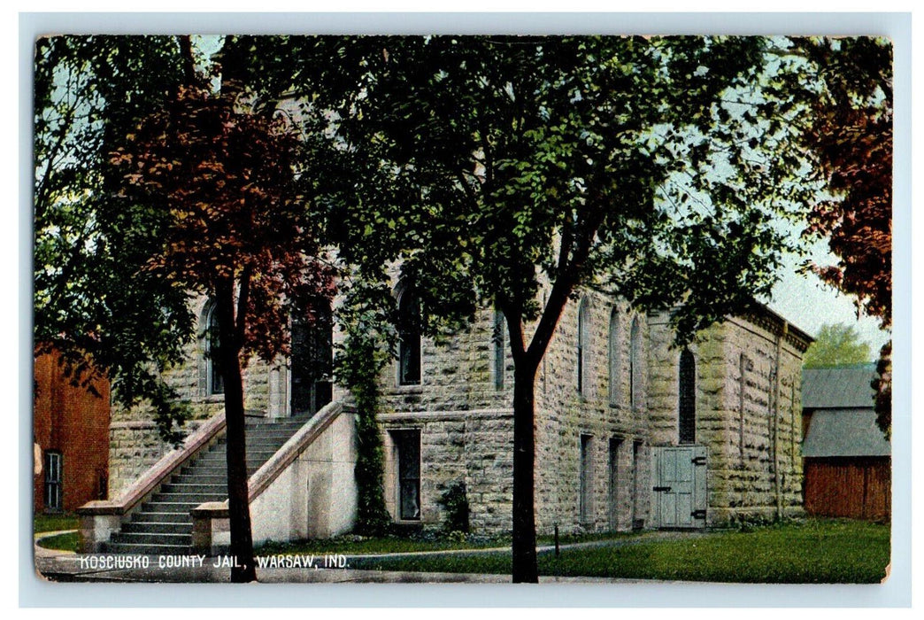 1911 Kosciusko Country Jail Building Warsaw Indiana IN Posted Antique Postcard