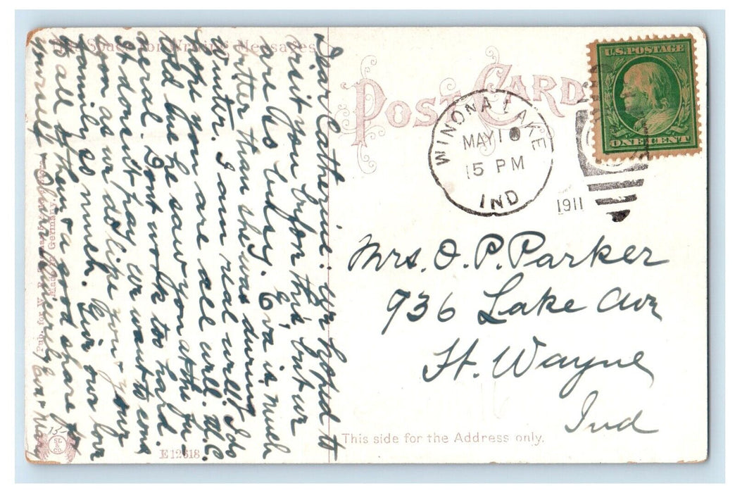 1911 Kosciusko Country Jail Building Warsaw Indiana IN Posted Antique Postcard
