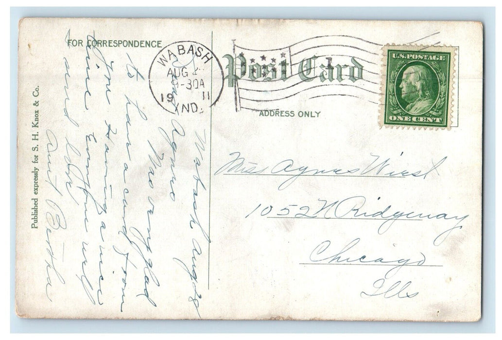 1911 A View Of Wabash Street Bridge Indiana IN Posted Antique Postcard