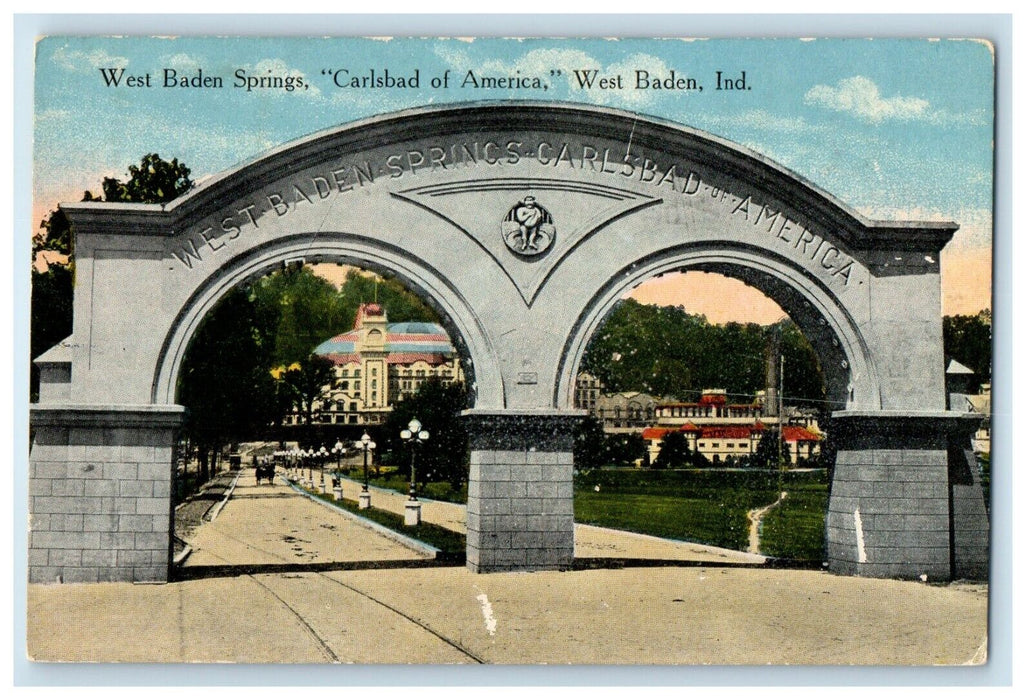 1914 West Baden Spring Carlsbad Of America Indiana IN Posted Antique Postcard