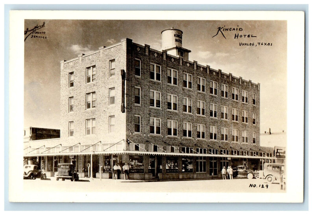 c1940's Kincaid Hotel Building Cars Uvalde Texas TX RPPC Photo Vintage Postcard