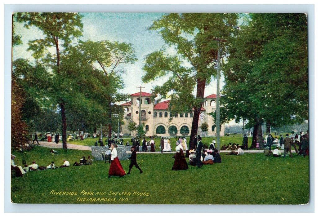 c1910's Riverside Park And Shelter House Indianapolis Indiana IN Postcard