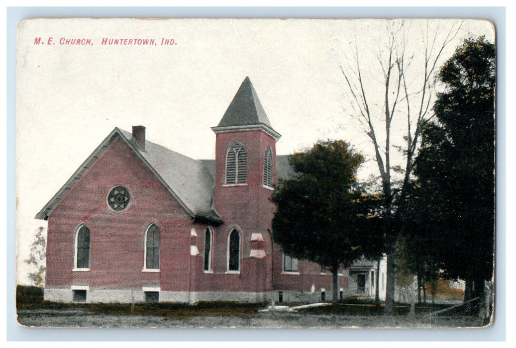 c1910's View Of M.E. Church Huntertown Indiana IN Unposted Antique Postcard