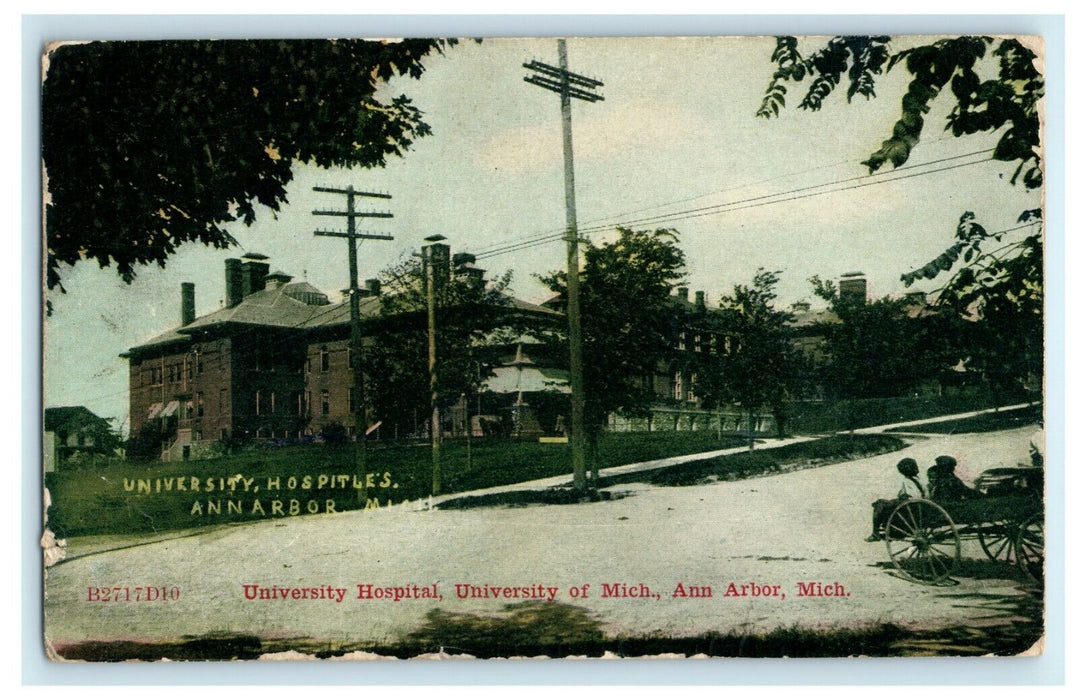 1910 University Hospital Ann Arbor Michigan MI Posted Antique Sparta Postcard