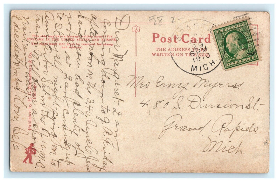 1910 University Hospital Ann Arbor Michigan MI Posted Antique Sparta Postcard