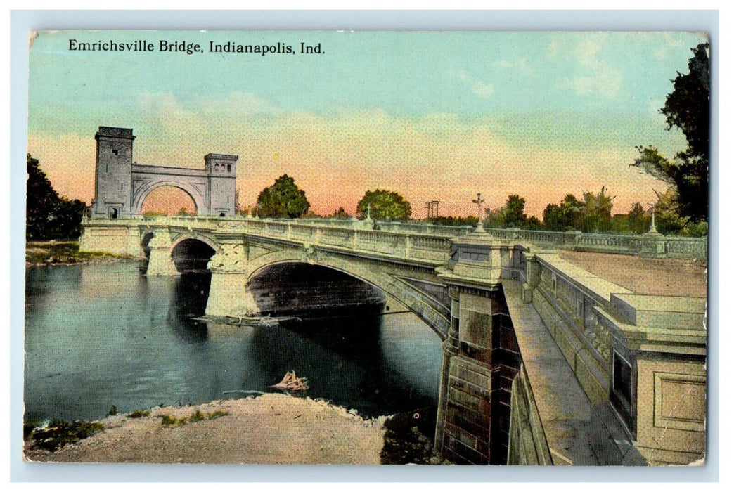 c1910's View Of Emrichsville Bridge Indianapolis Indiana IN RPO Antique Postcard