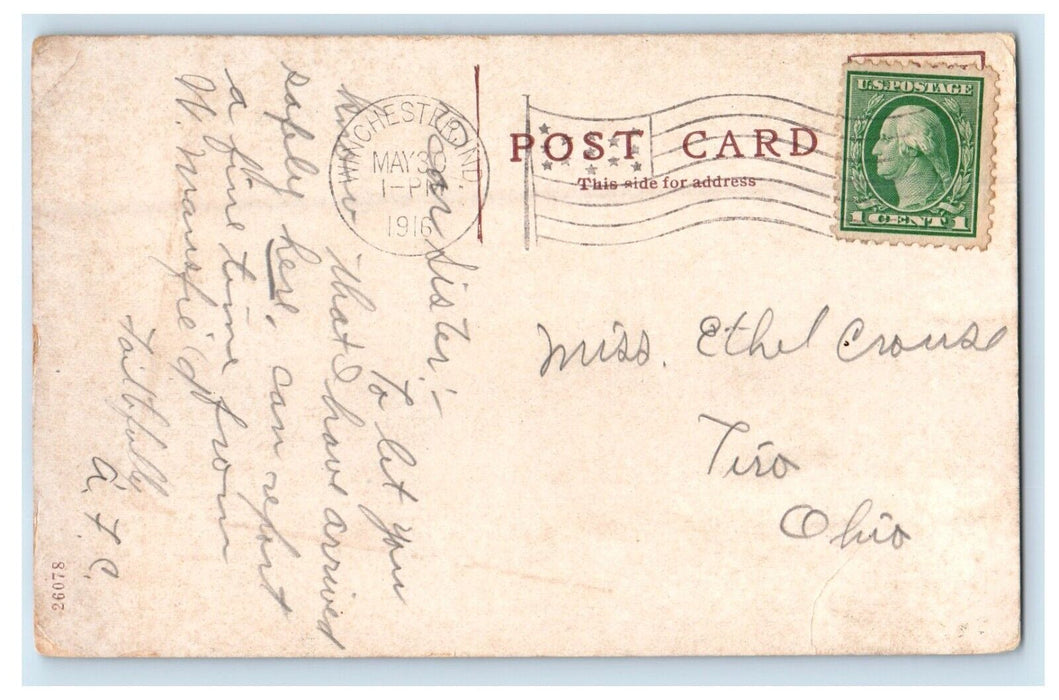1916 Bird's Eye View Of Winchester Indiana IN Posted Antique Postcard