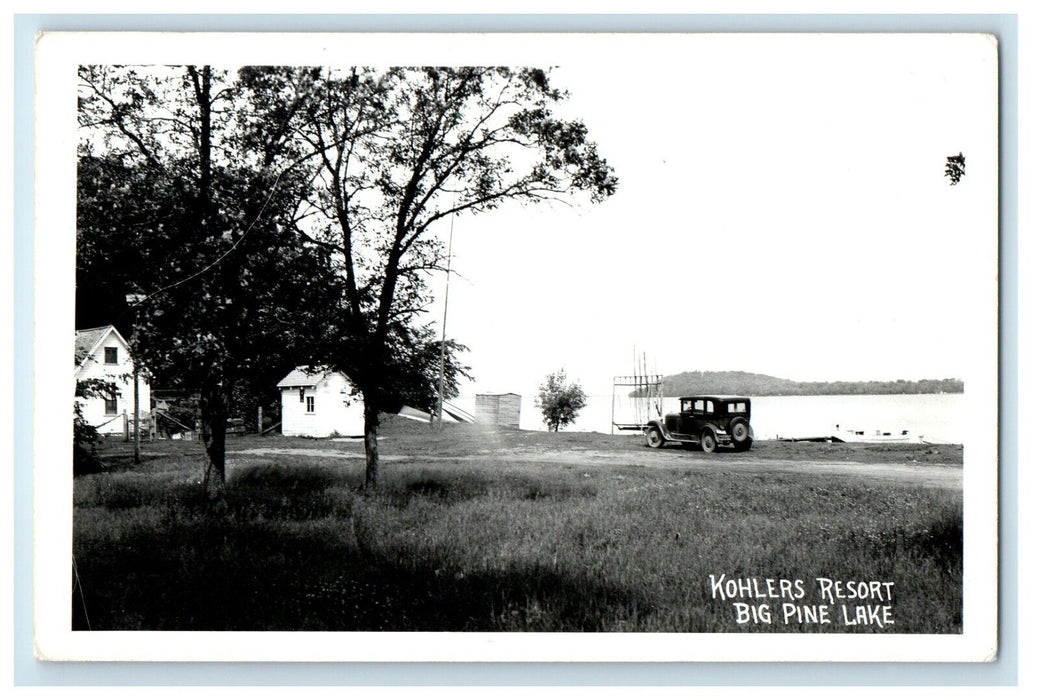 c1940's Kohlers Resort Car Big Pine Lake Minnesota MN RPPC Photo Postcard