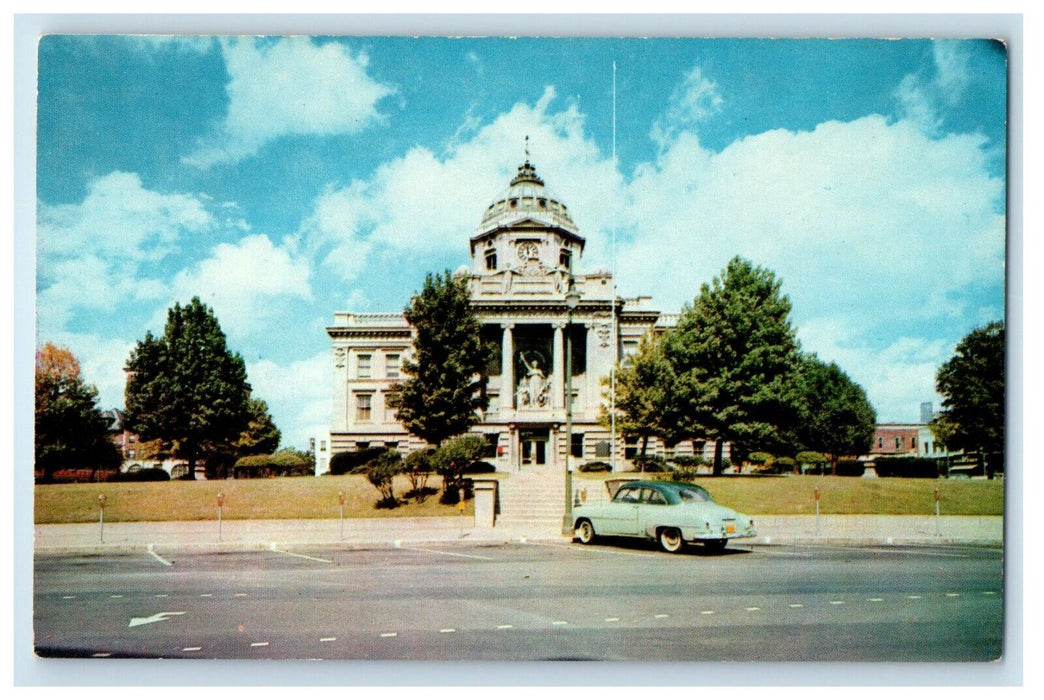 c1950's Monroe County Courthouse Car Bloomington Indiana IN, Road View Postcard
