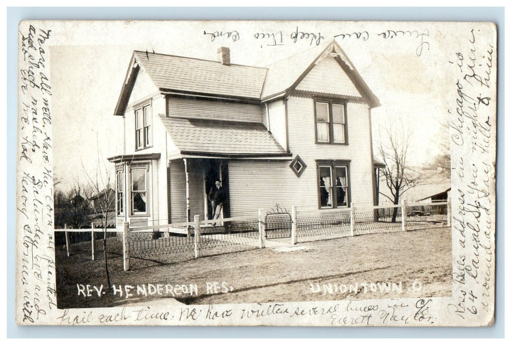 1908 Rev. Henderson Residence Uniontown Ohio OH RPPC Photo Antique Postcard