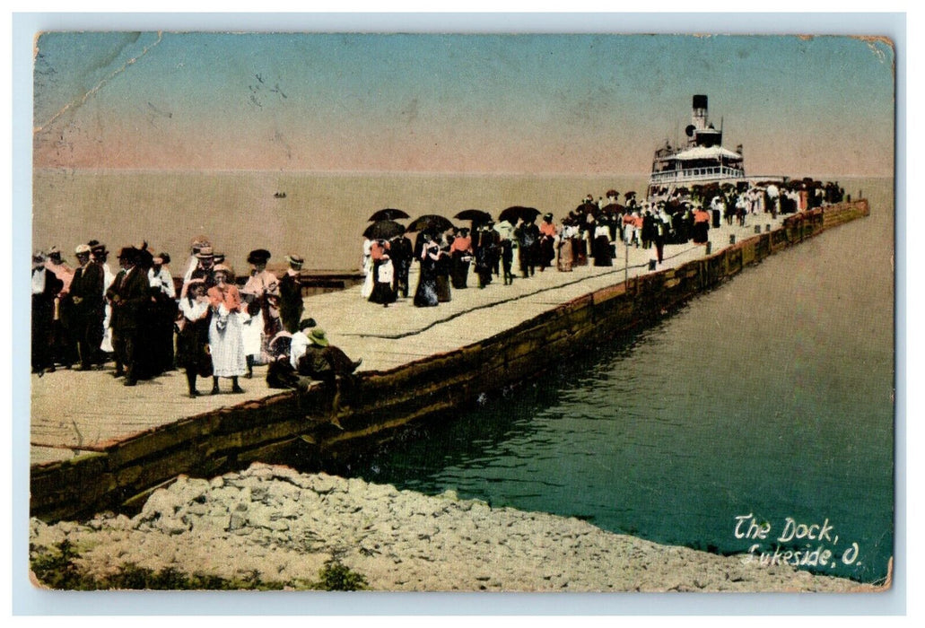 1914 The Dock And Passengers At Lukeside Ohio OH Posted Antique Postcard