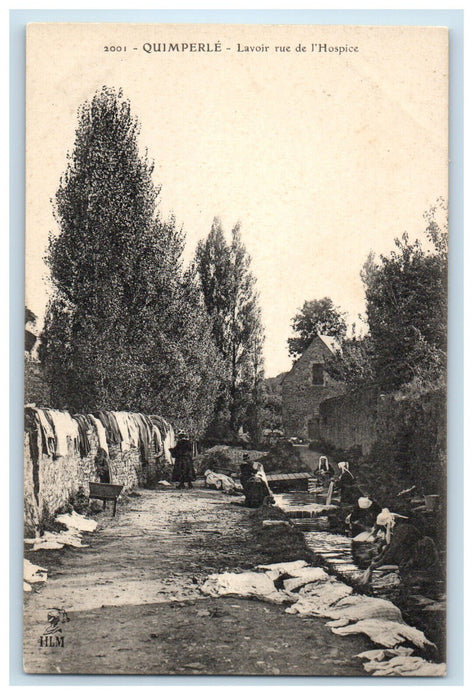 c1910s Lavoir Rue De l'Hospice Quimperle France Unposted AntiquePostcard