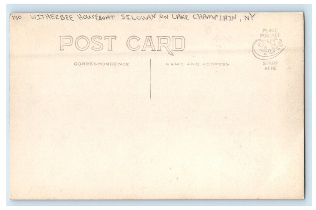 c1910's Witherbee Houseboat Silouan On Lake Champlain NY RPPC Photo Postcard