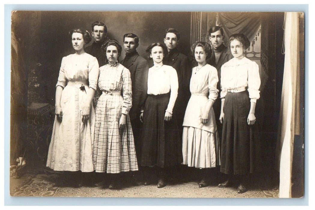c1910's Richfield Center High School Students Richfield OH RPPC Photo Postcard